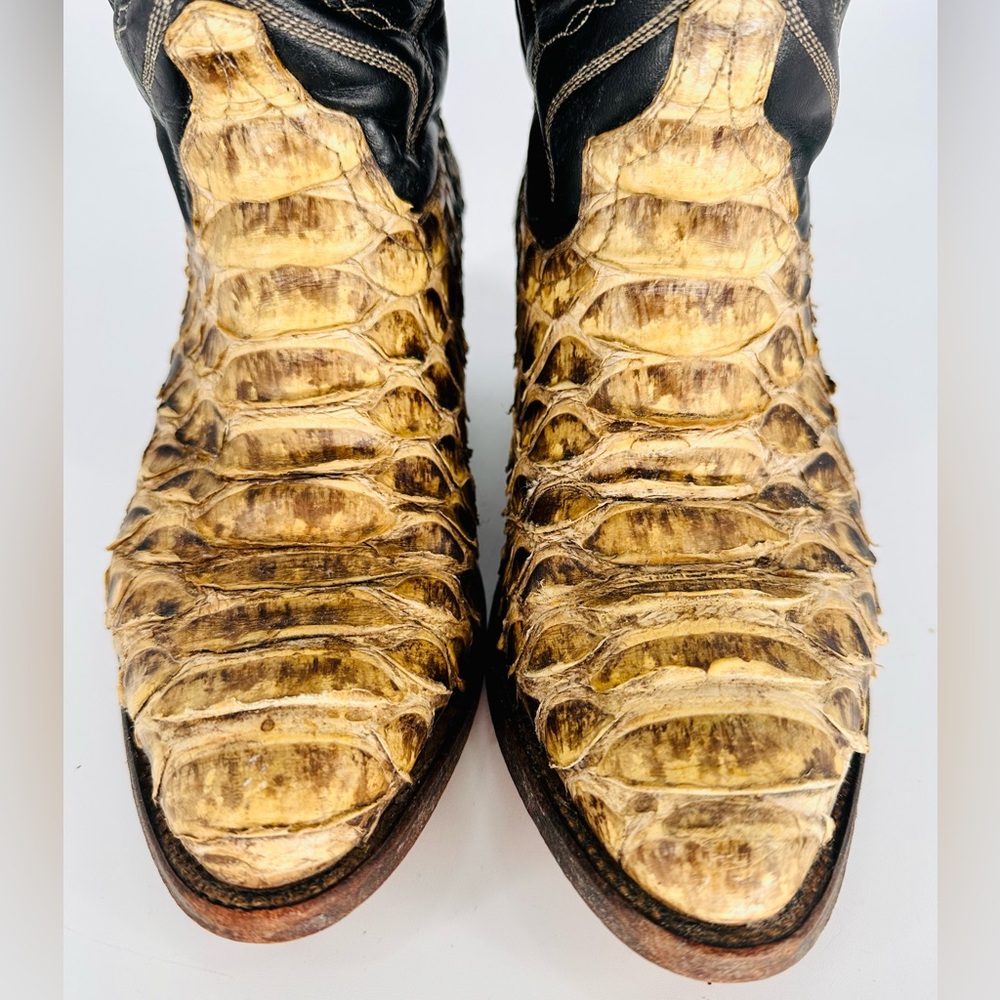 Snakeskin Cowboy Leather Boots Women’s 7-7.5US Vintage - Picture 3 of 10